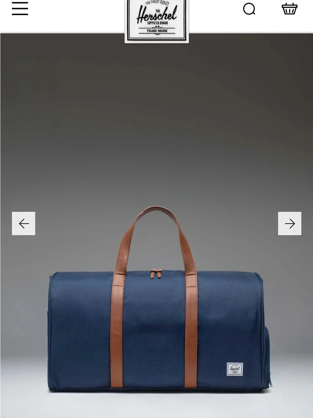 Herschel Supply Company Navy Duffel with Brown Handles